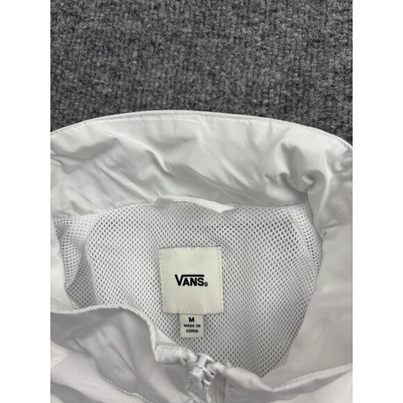 Vans Jacket Womens Medium White Half Zip Windbreaker Cropped I Love My Vans - Picture 2 of 7